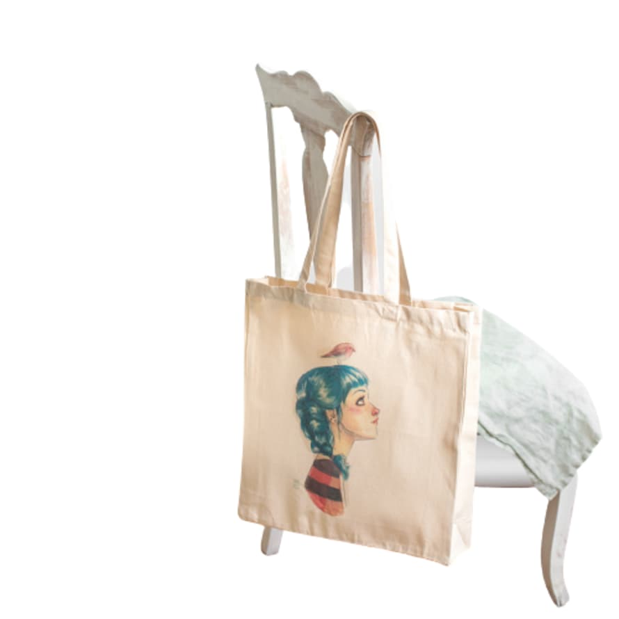 Cuquiland "Sara y Finch" Printed Tote Bag by Esther Gili