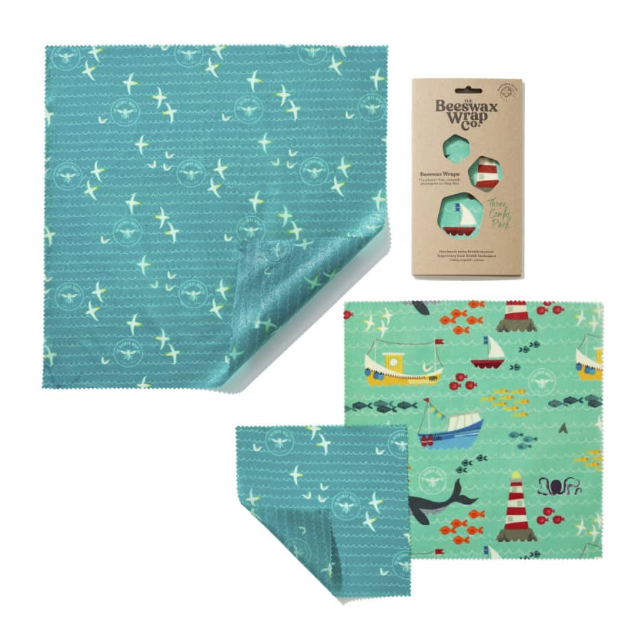 The Beeswax Wrap Co. Beeswax Wraps - Medium Kitchen Pack - Sea Design