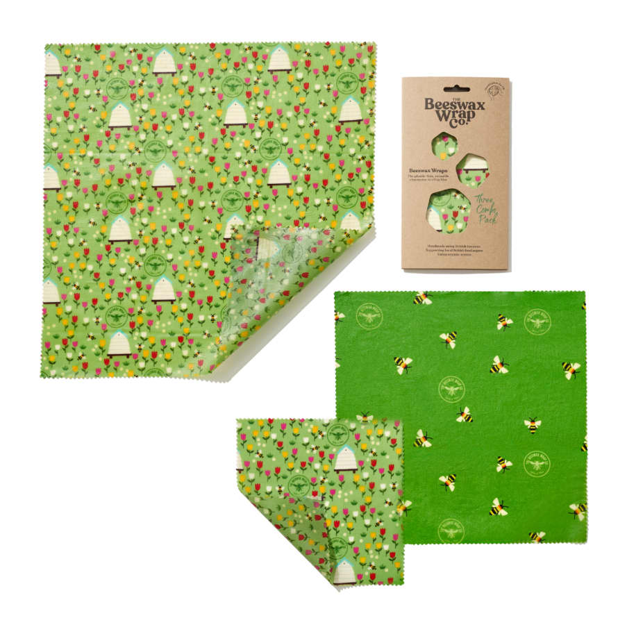 The Beeswax Wrap Co. Beeswax Wraps - Medium Kitchen Pack -  Bees and Floral Design