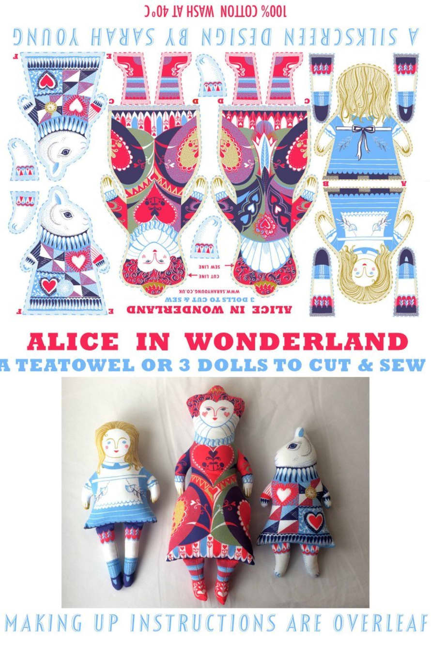 Sarah Young Silkscreen Design Alice in Wonderland Tea Towel