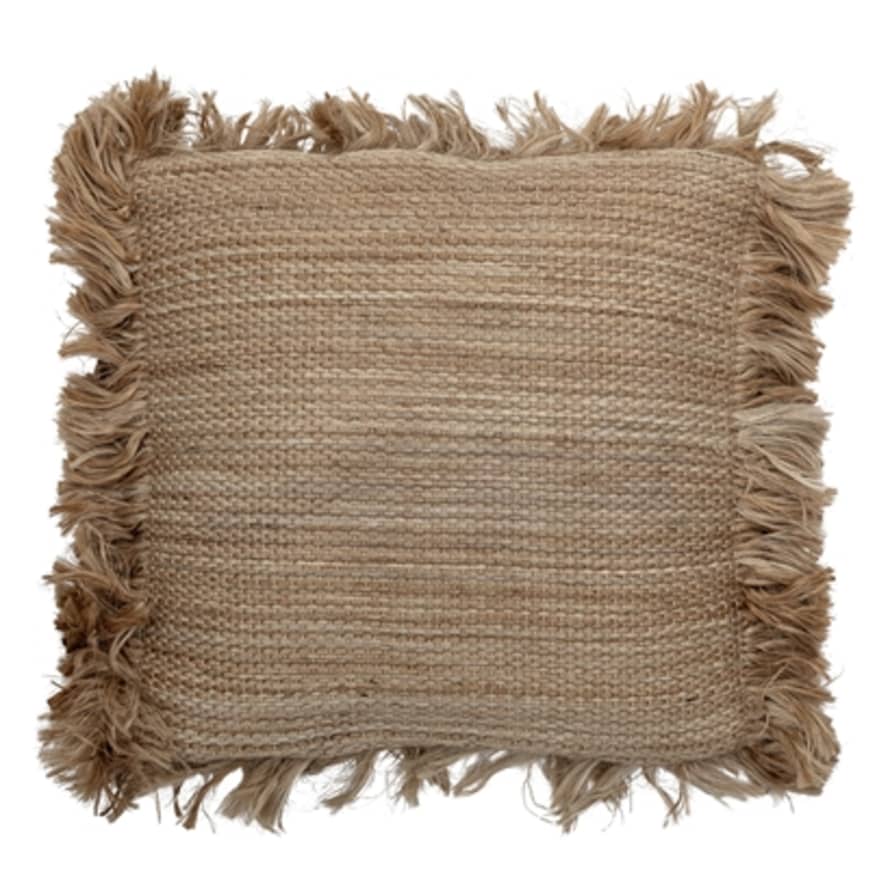 Bloomingville Fringed Cushion 50x50cm in Jute and Natural