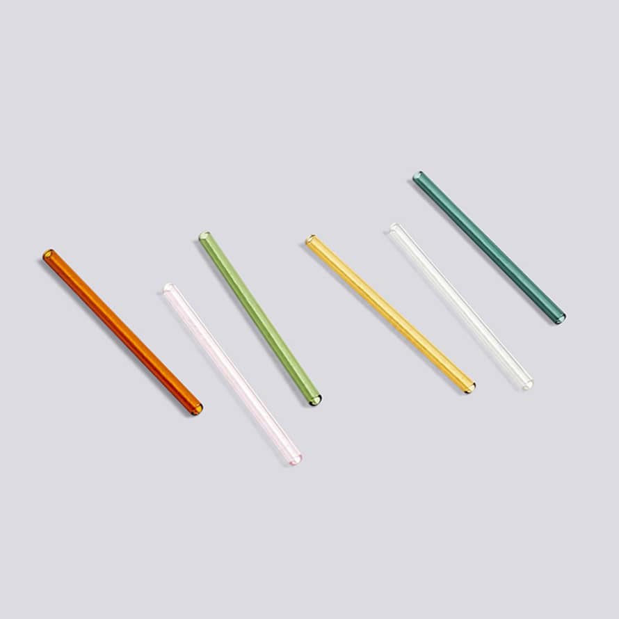 HAY Set of 6 Glass Cocktail Sip Straws