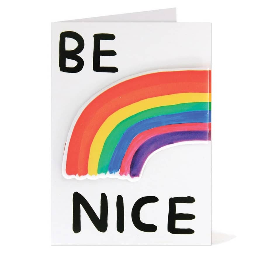 David Shrigley Be Nice Rainbow Card with Sticker