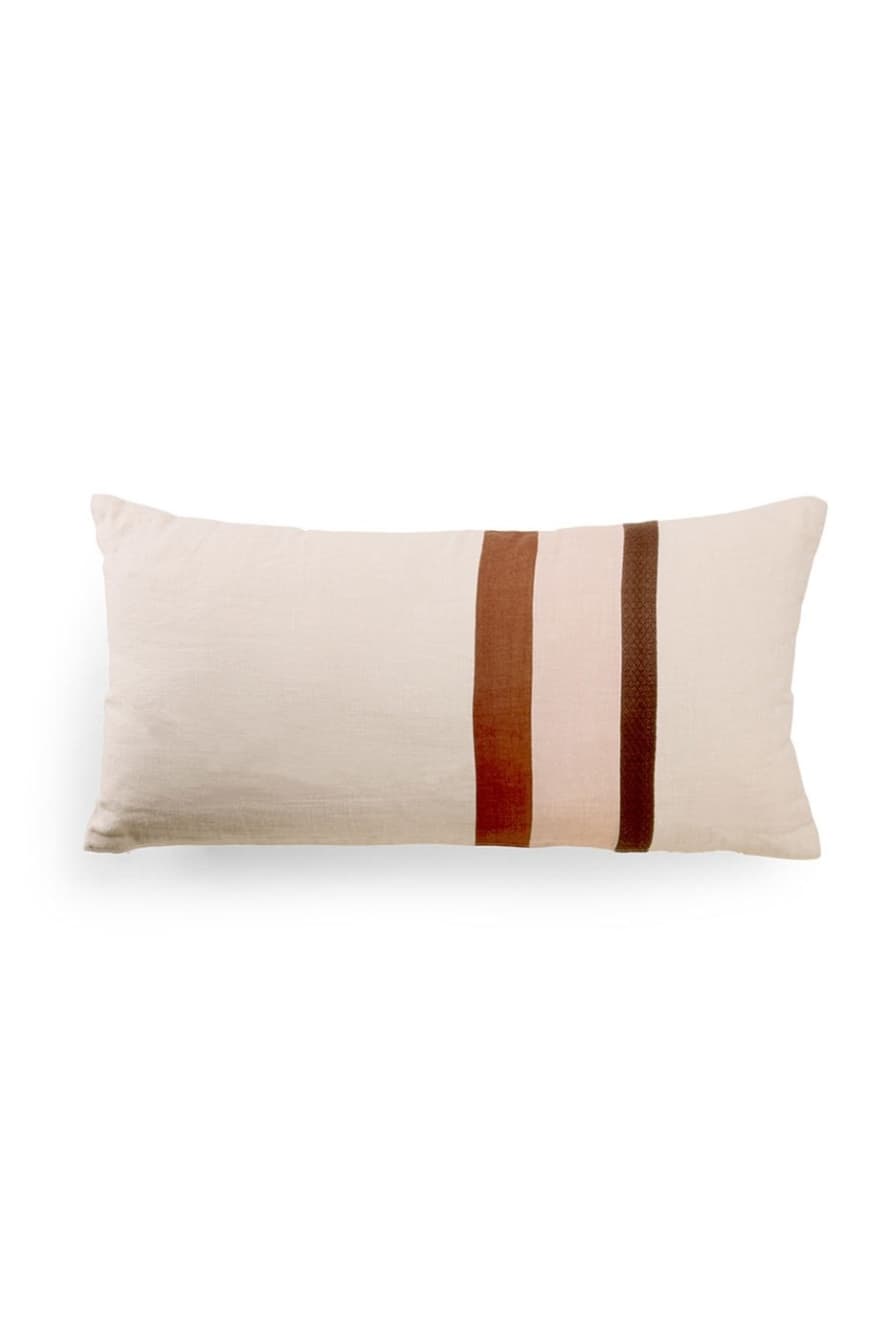 HK Living Grey Pink Linen Striped Jacquard Cushion