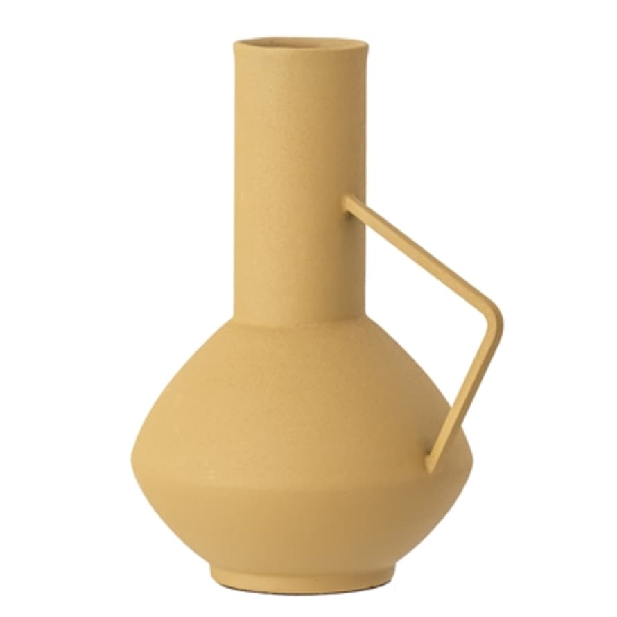 Bloomingville Metal Vase with Handle L17x H21x W13 Cm, Matt Ochre