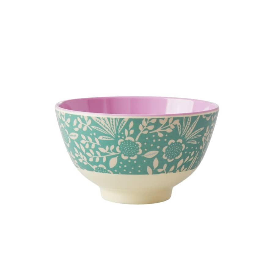 rice Small Fern and Flower Melamine Bowl