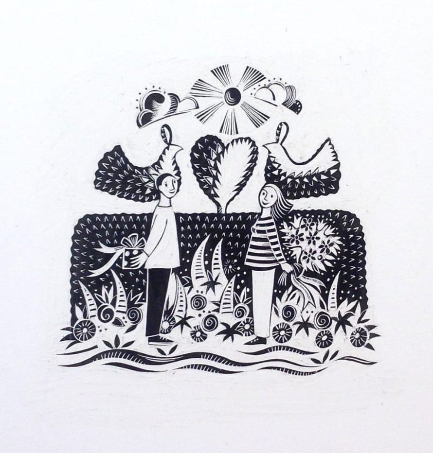 Sarah Young Topiary Couple Illustration Print