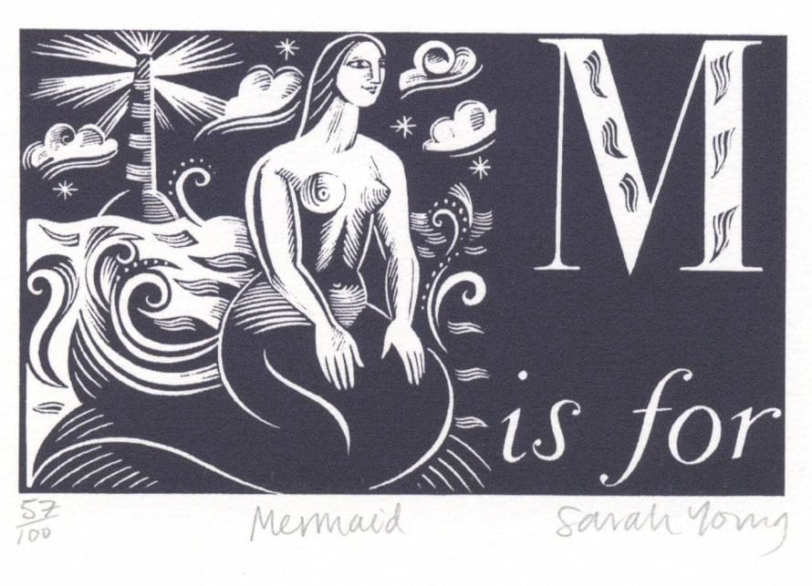 Sarah Young Silkscreen M is for Mermaid Alphabet Print