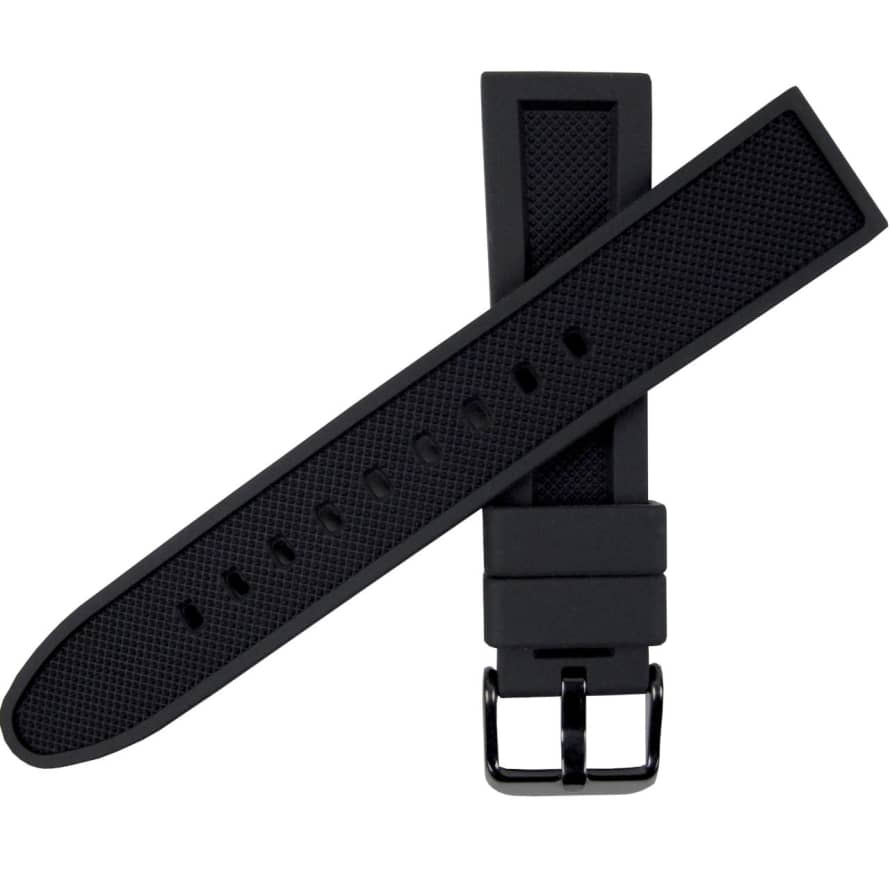 Black Silicone Rubber Reversible Watch Strap