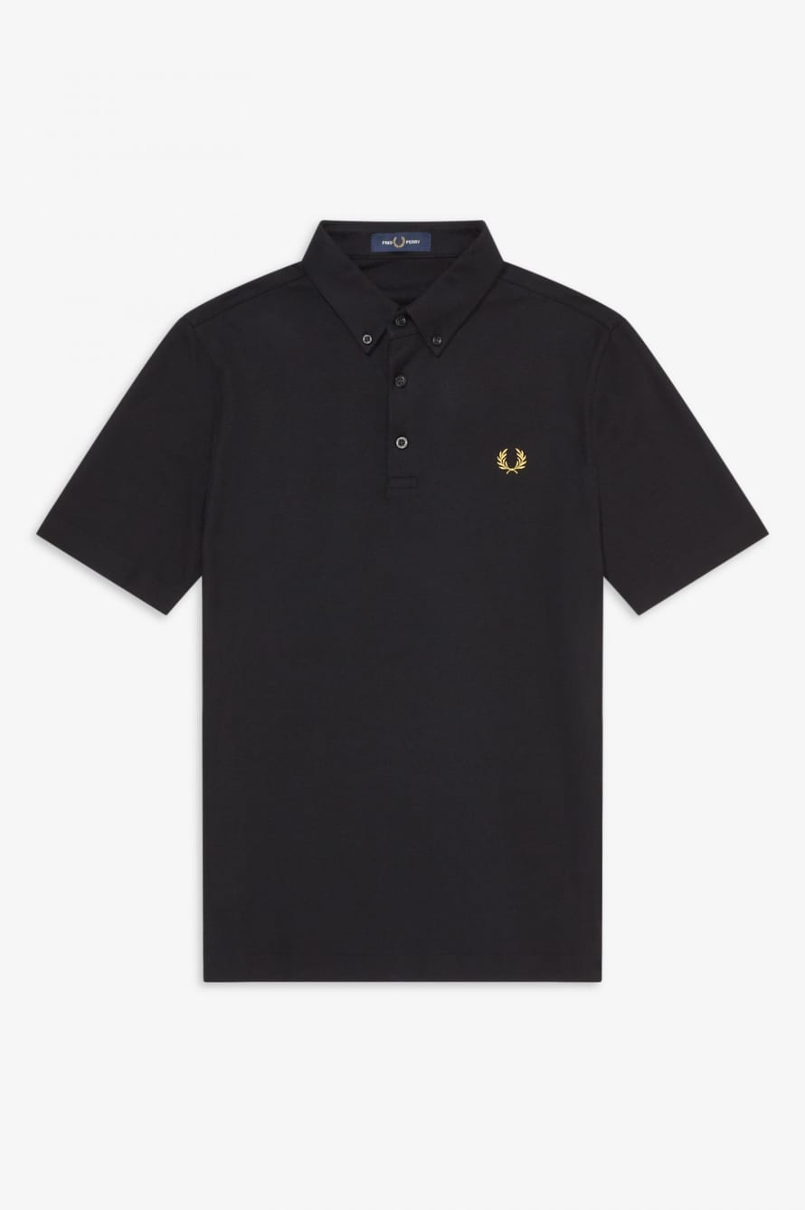 Fred Perry Button Down Polo - Black