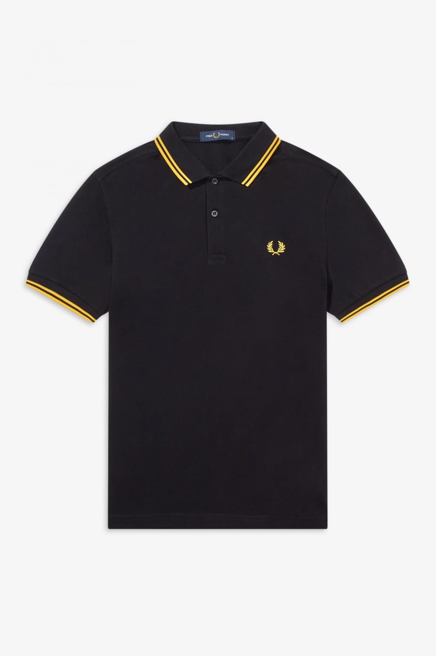Fred Perry M3600 Polo Shirt - Black / New Yellow