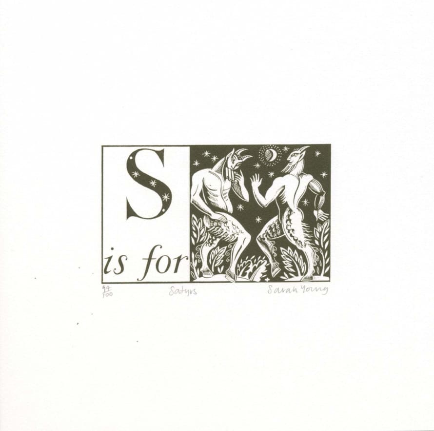 Sarah Young Silkscreen S Is For Satyrs Alphabet Print
