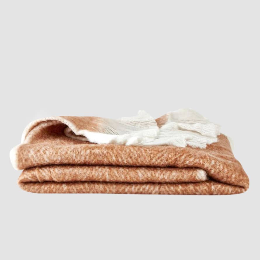 Villa Collection Soft Warm Throw Blanket in Brown and White