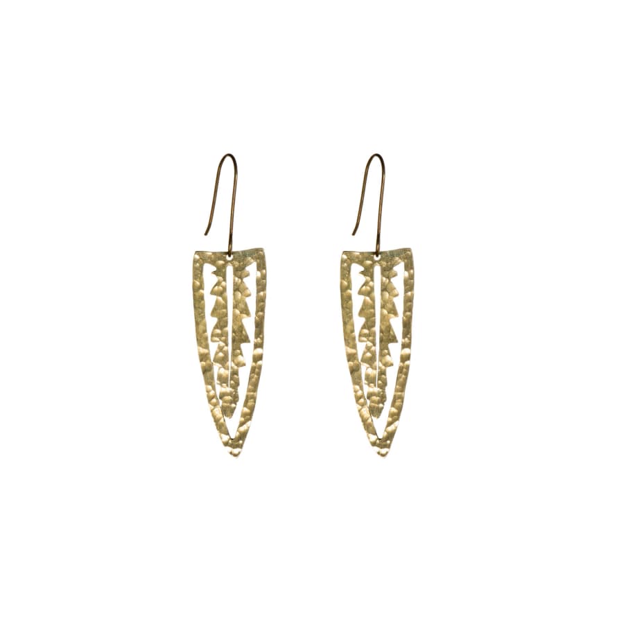 Just Trade  Brass Song of the Trees Palm Leaf Earrings - Small