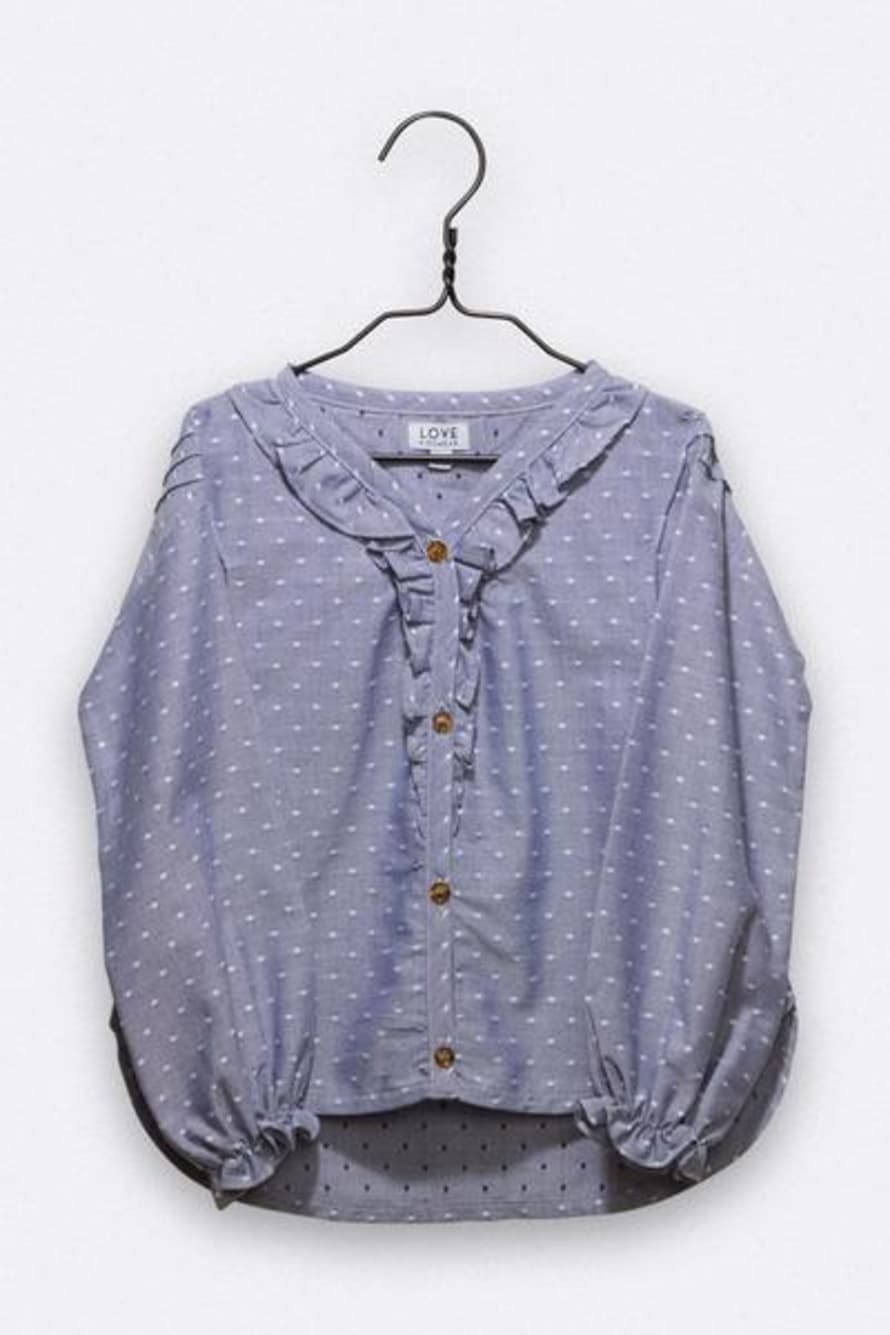 LOVE kidswear Nike Blouse In Blue Cotton With White Polka Dots
