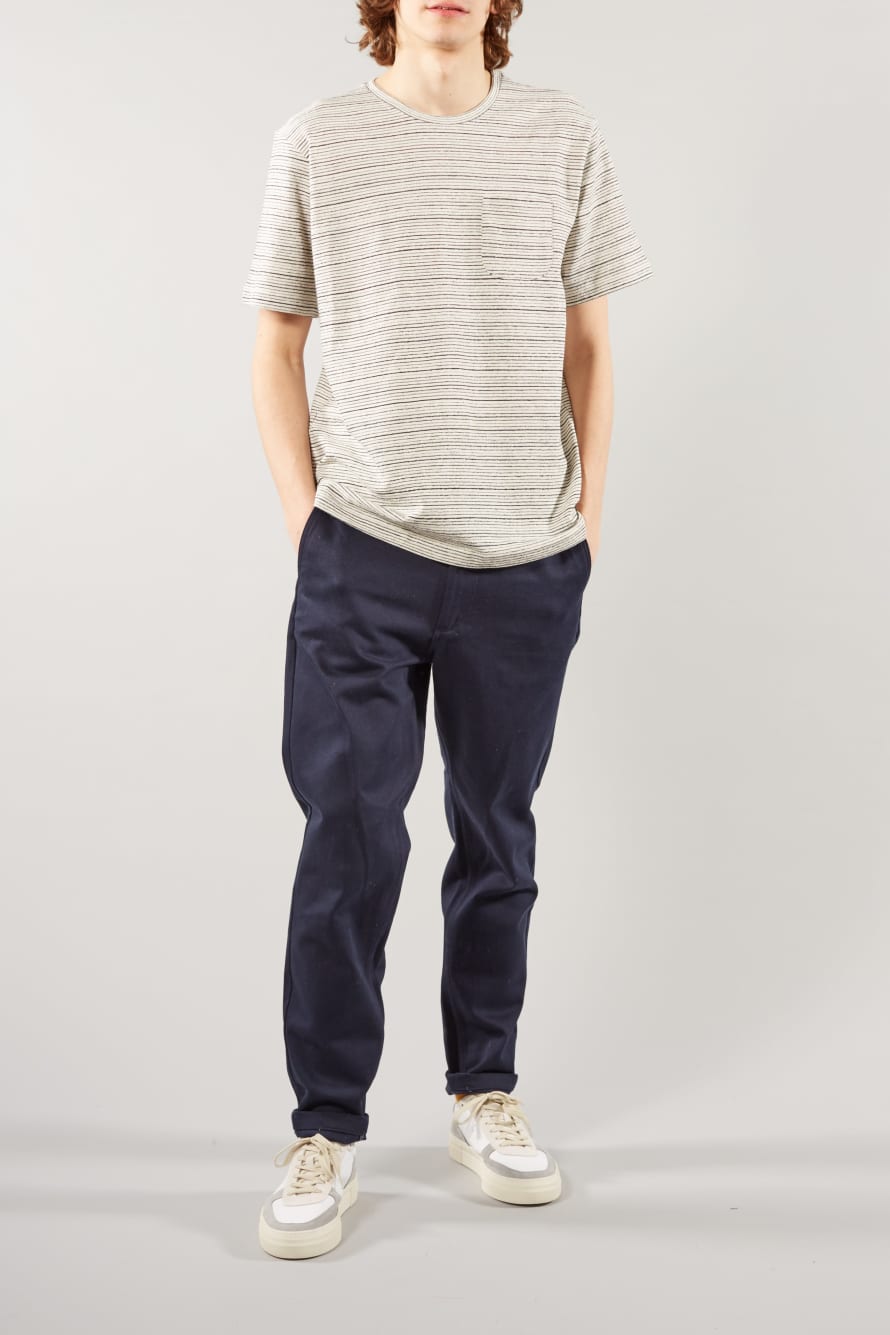 Trouva: THE GOODPEOPLE WHITE AND NAVY STRIPE TOR TEE