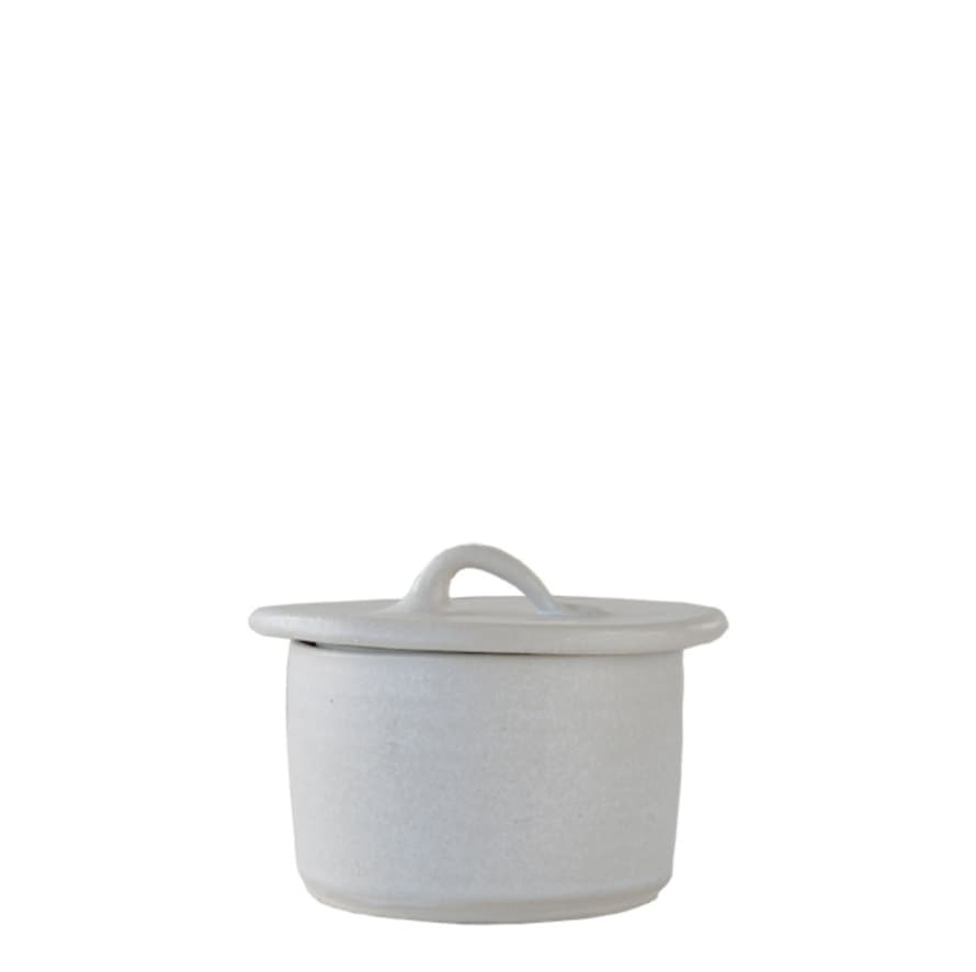 White Glazed Stoneware Sugar Bowl