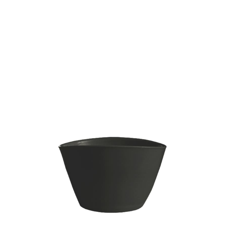 Black Stoneware Bowl with Oval Opening