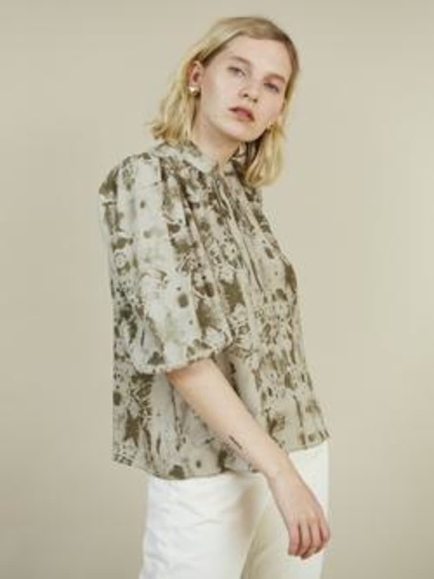 Storm & Marie Olive Reptile Louise Puff Blouse