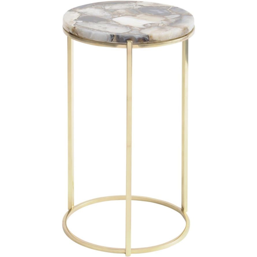 Side Table - Agate Round on Brass Frame