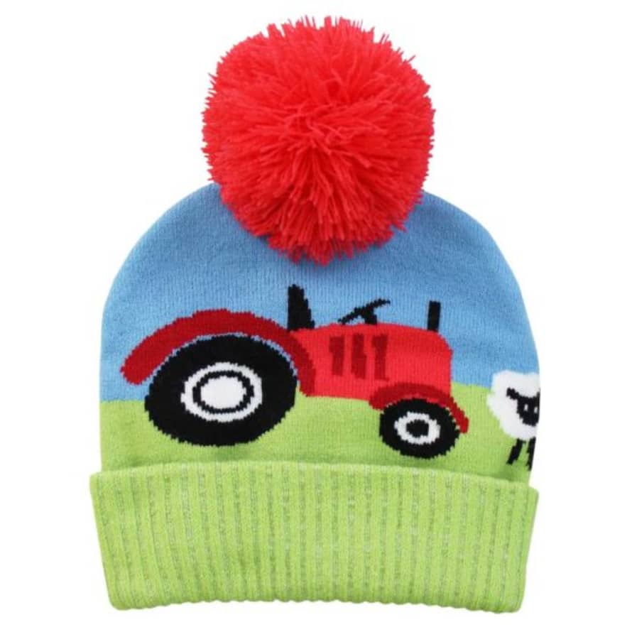 Powell Craft Knitted Tractor Hat with Pom Pom