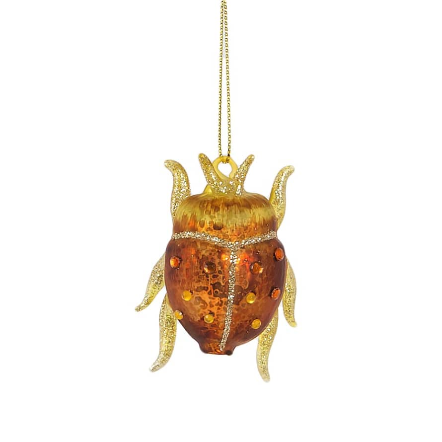 &Quirky Jewelled Copper Beetle Bauble