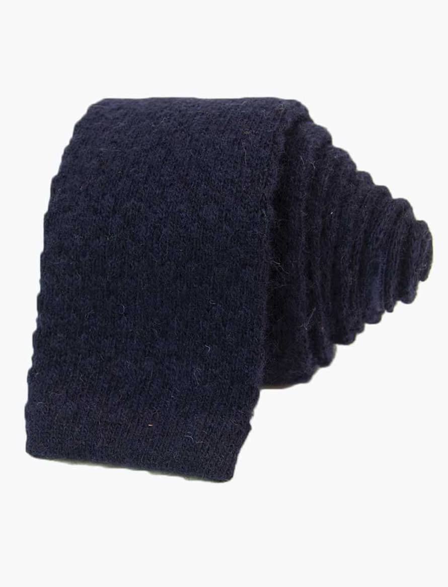 40 Colori Navy Solid Textured Wool & Cashmere Knitted Tie