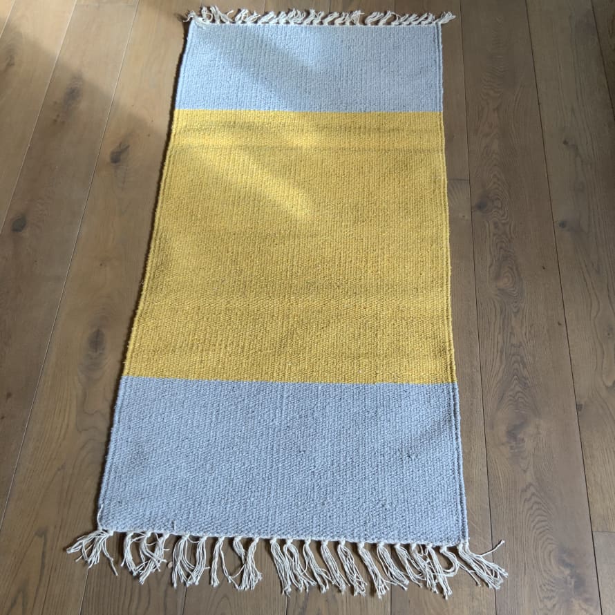 Bill & Edna Grey with yellow stripe eco cotton runner