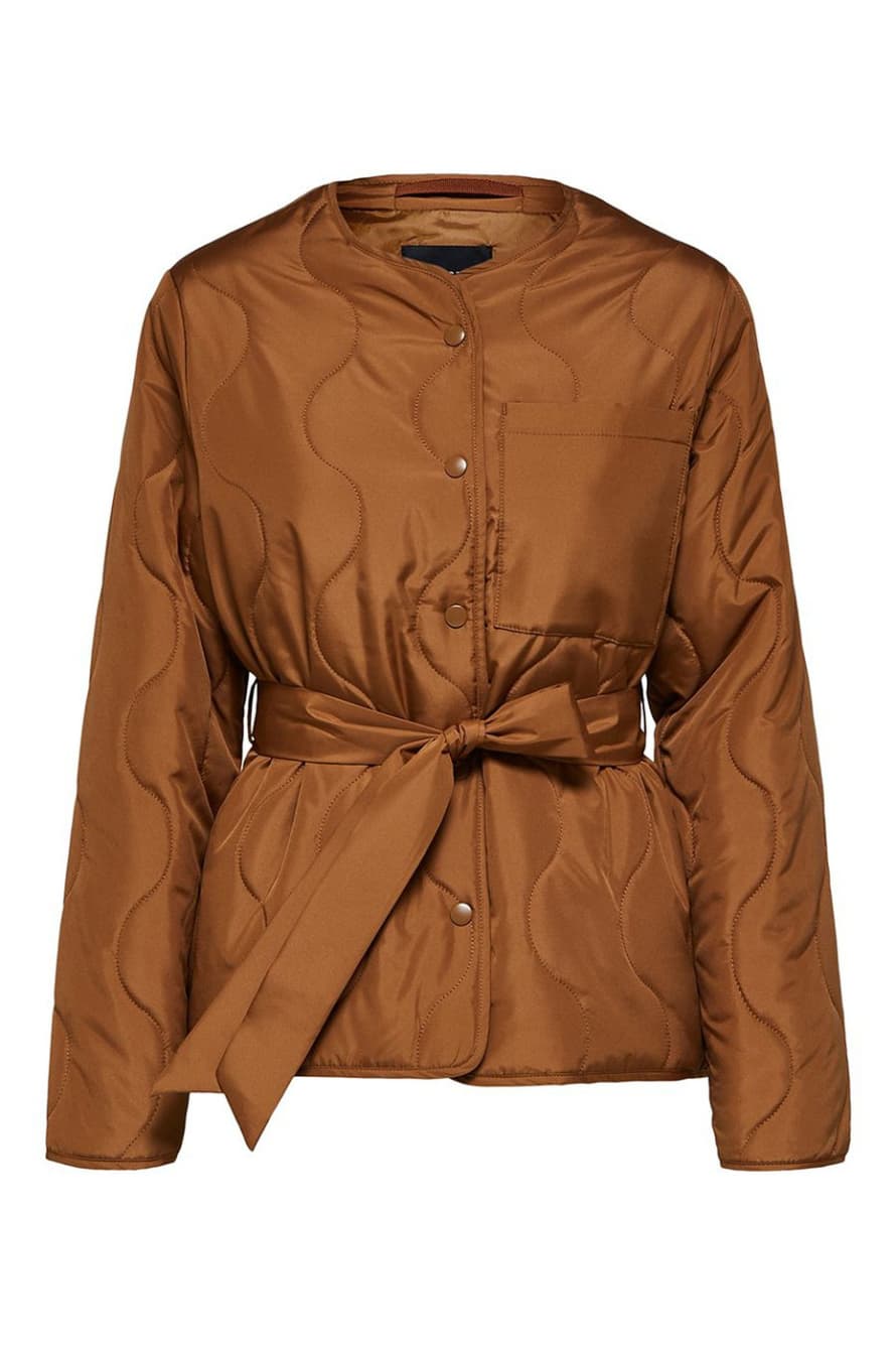 Selected Femme Toffee Brown Alta Quilted Jacket