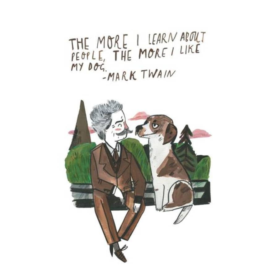 Dick Vincent Mark Twain Dog Quote A4 Art Print