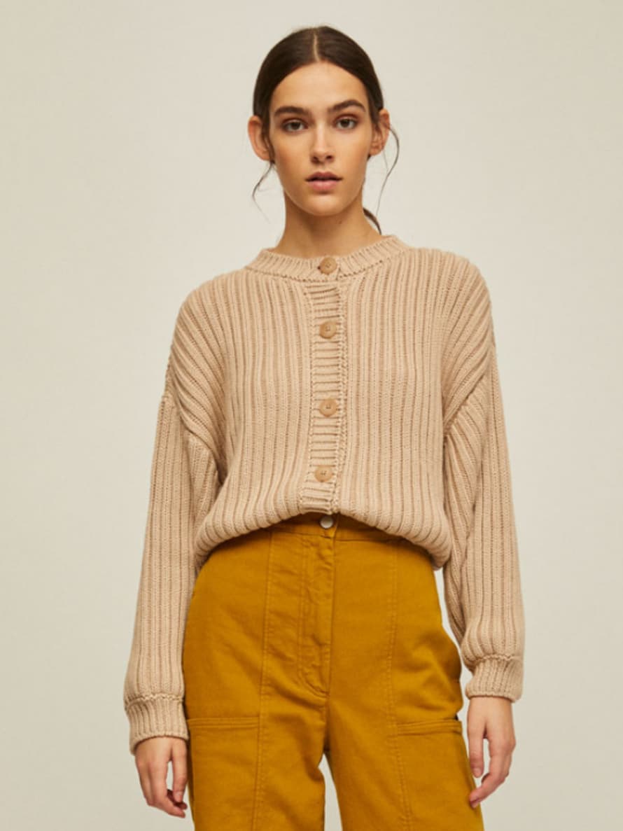 Rita Row Open Knitted Cardigan Nude and Black
