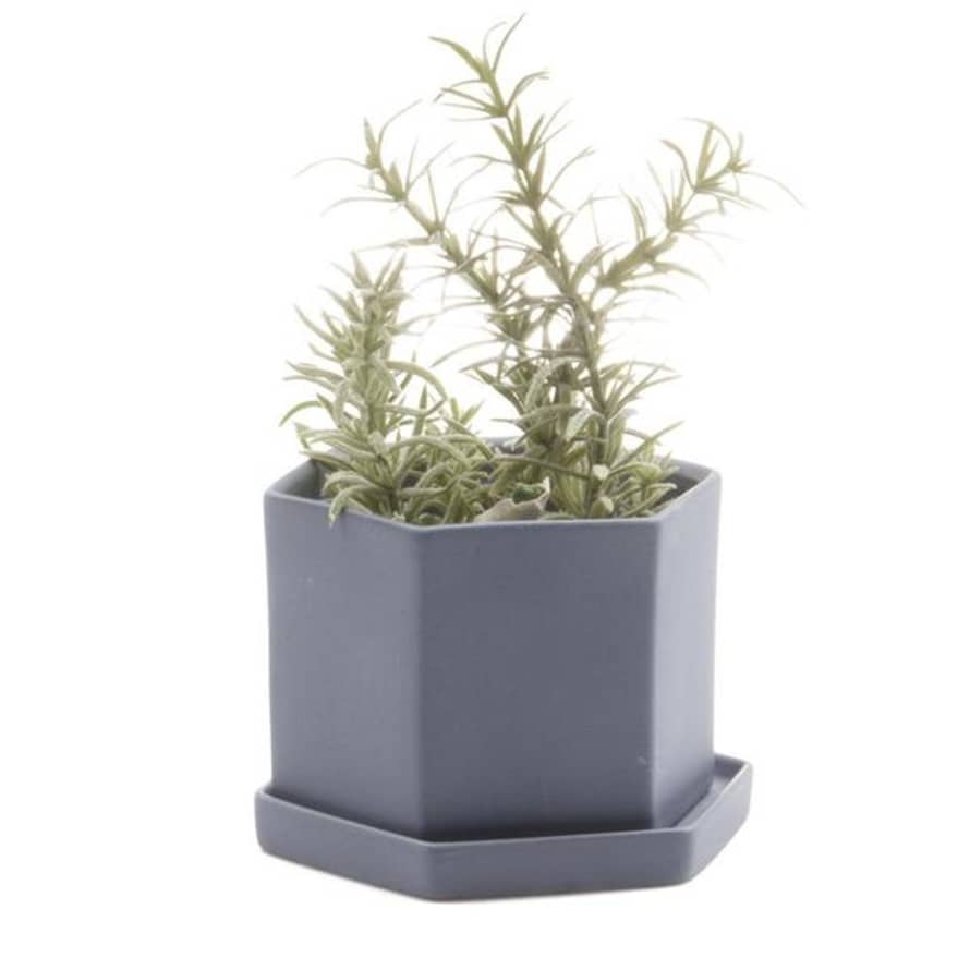 Chive Hexi Pot Saucer Blue Grey