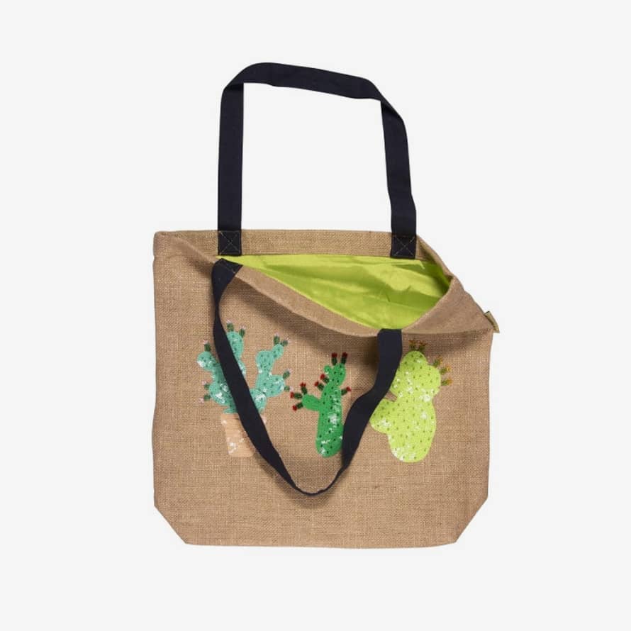 ARTEBENE Jute Shopper Bag in Beige Cactus