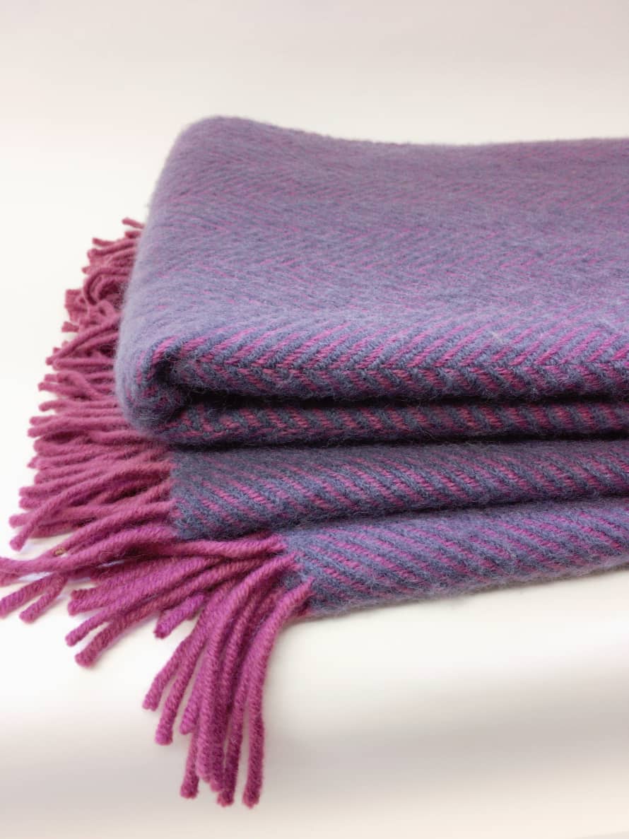 D&T Design Blanket Wool Herringbone Lila/Rosa FB 932