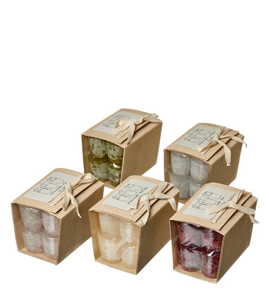 Lubech Living Melon White Pure Oil Timber Votive Box Set (12 Tea Lights)