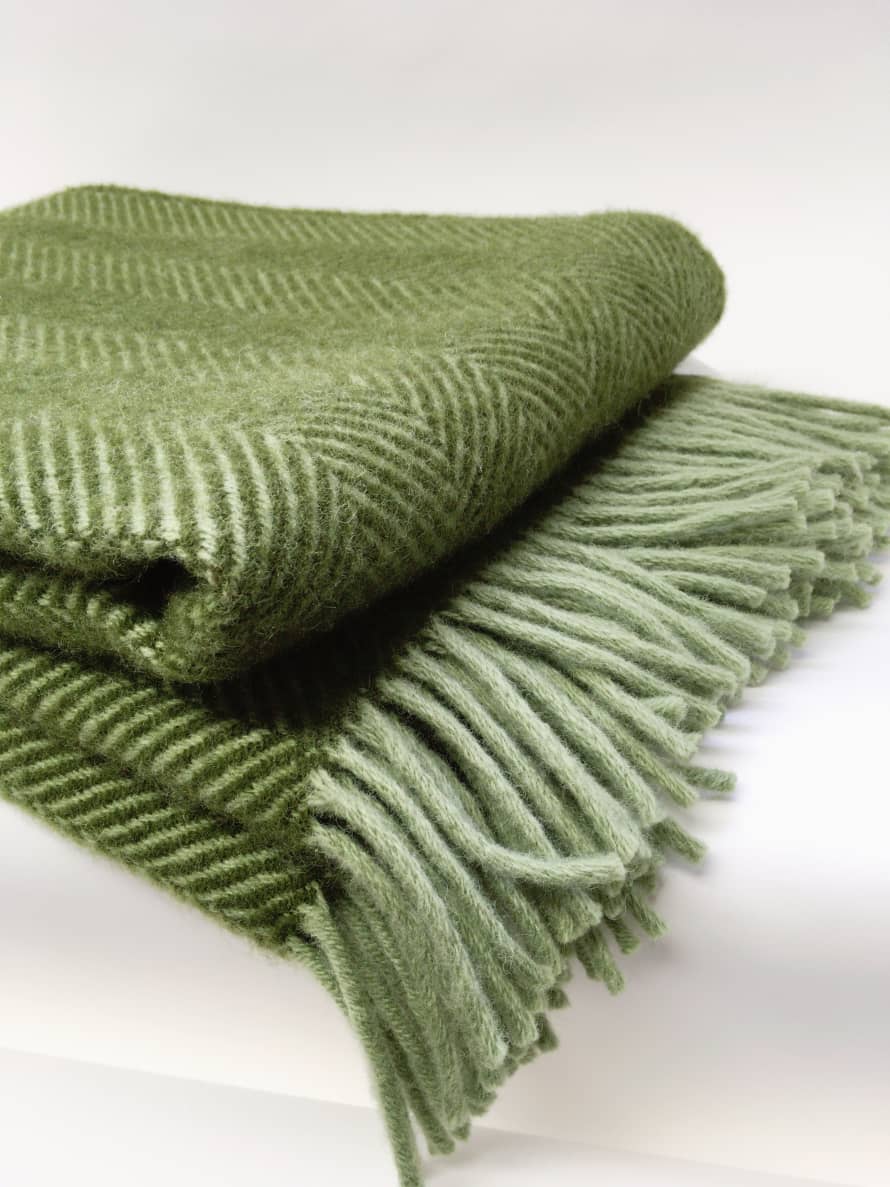 D&T Design Blanket Wool Herringbone Green/Darkgreen FB 1004
