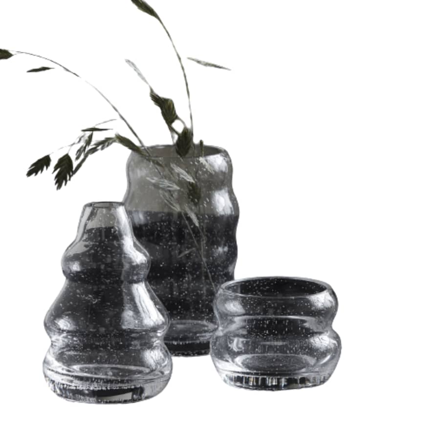 Madeleine & Gustave 3 Clear glass vases 