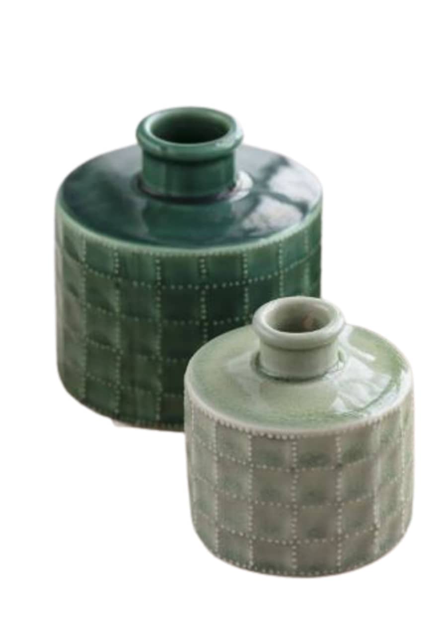 Madeleine & Gustave 2 Green Sorrento vases 