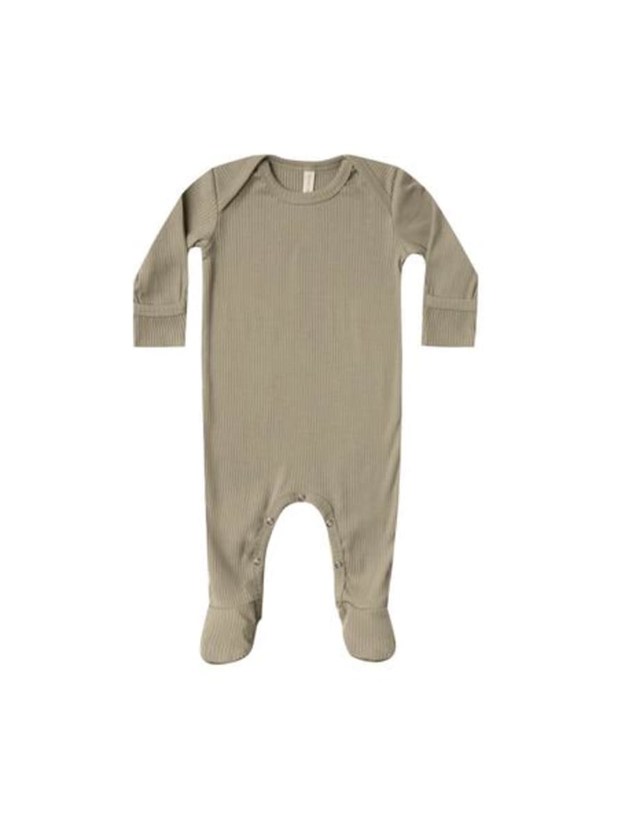 Quincy Mae Olive Ribbed Footie 