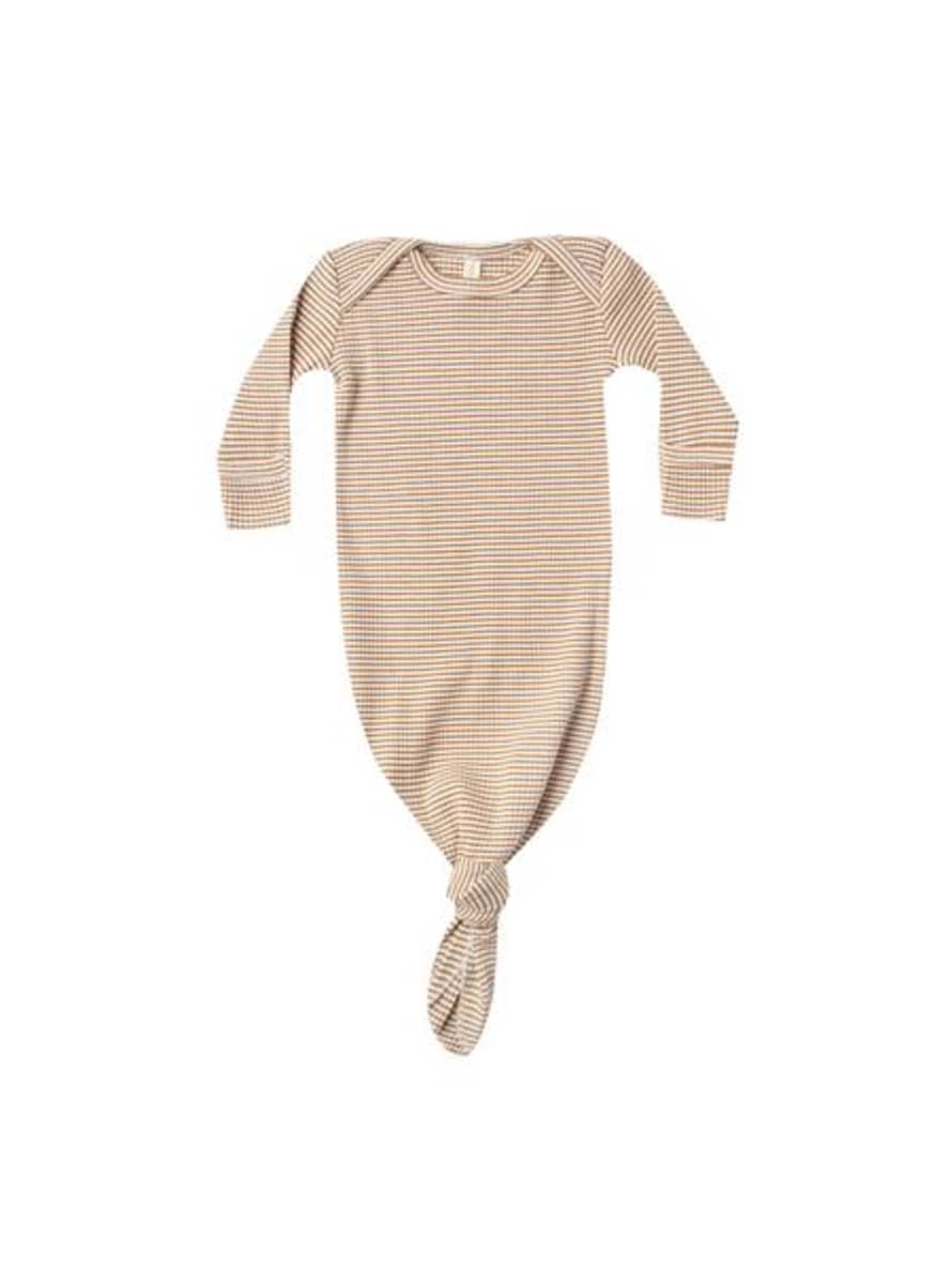 Quincy Mae Walnut Stripe Ribbed Knotted Baby Gown 