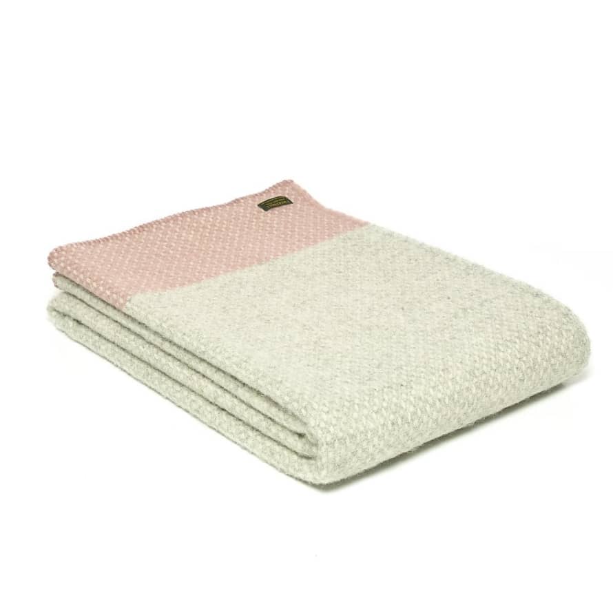 Tweedmill Crossweave Dusky Pink Pure New Wool Throw with Whipped Edge 140cm x  200cm