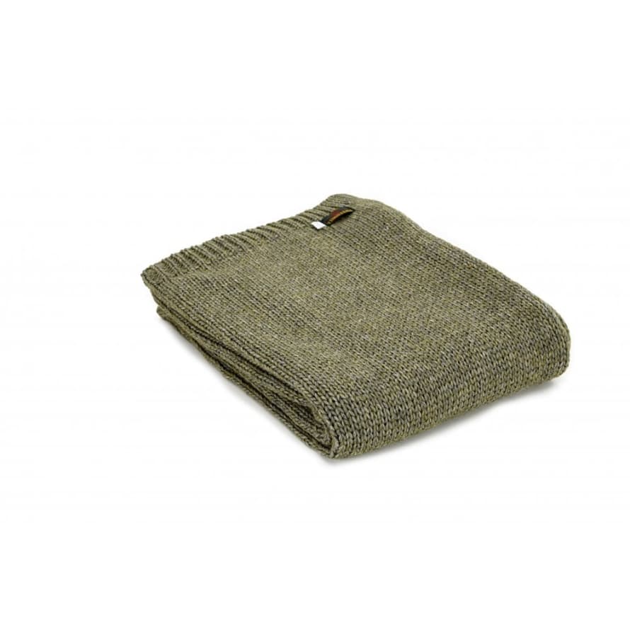 Tweedmill Green Knitted Alpaca Mix Throw 130cm x 180cm