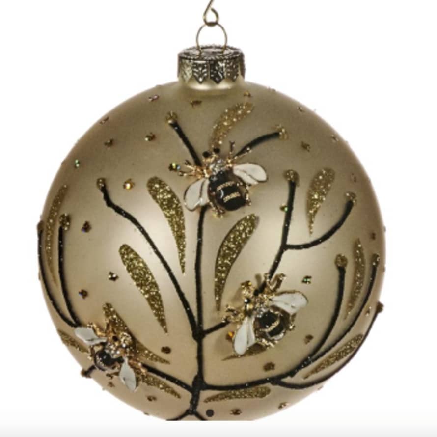Goodwill Glass Baubles, Gold with Bees Diameter 12cm