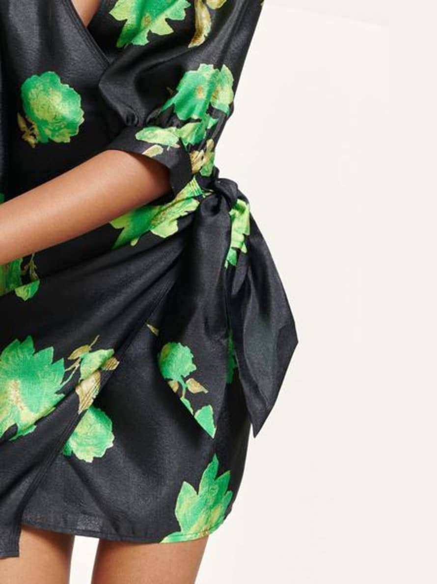 Trouva: Celestina Wrap Dress Aop Green Waterlily
