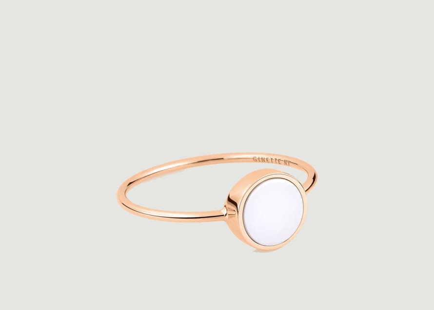 Ginette NY Rose Gold and White Ever Disc Ring
