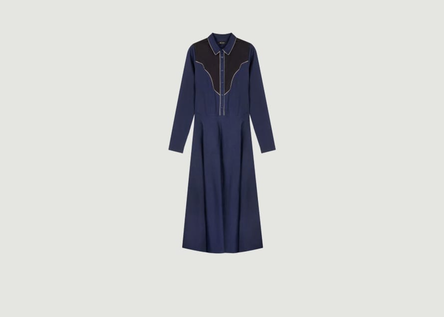 Mes Demoiselles Navy Blue and Black Coral Dress