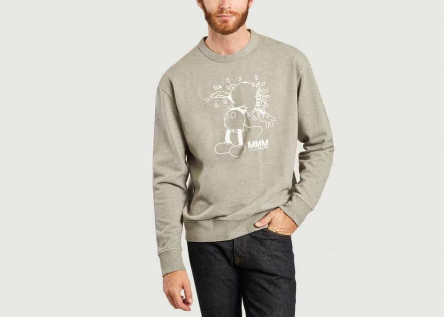 Wood Wood Grey Hugo Mickey Printed Sweatshirt Wood Wood X Disney