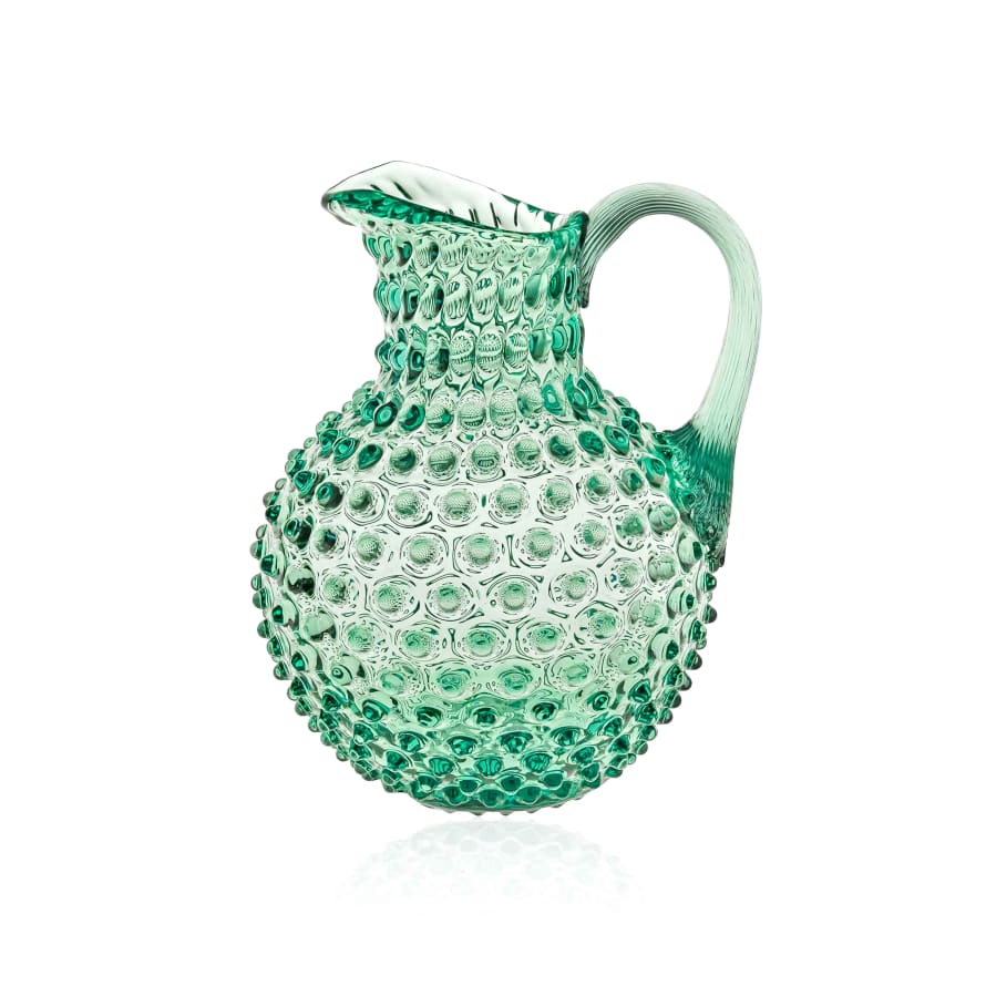 Or & Wonder Collection Hobnail Pitcher in Teal Green