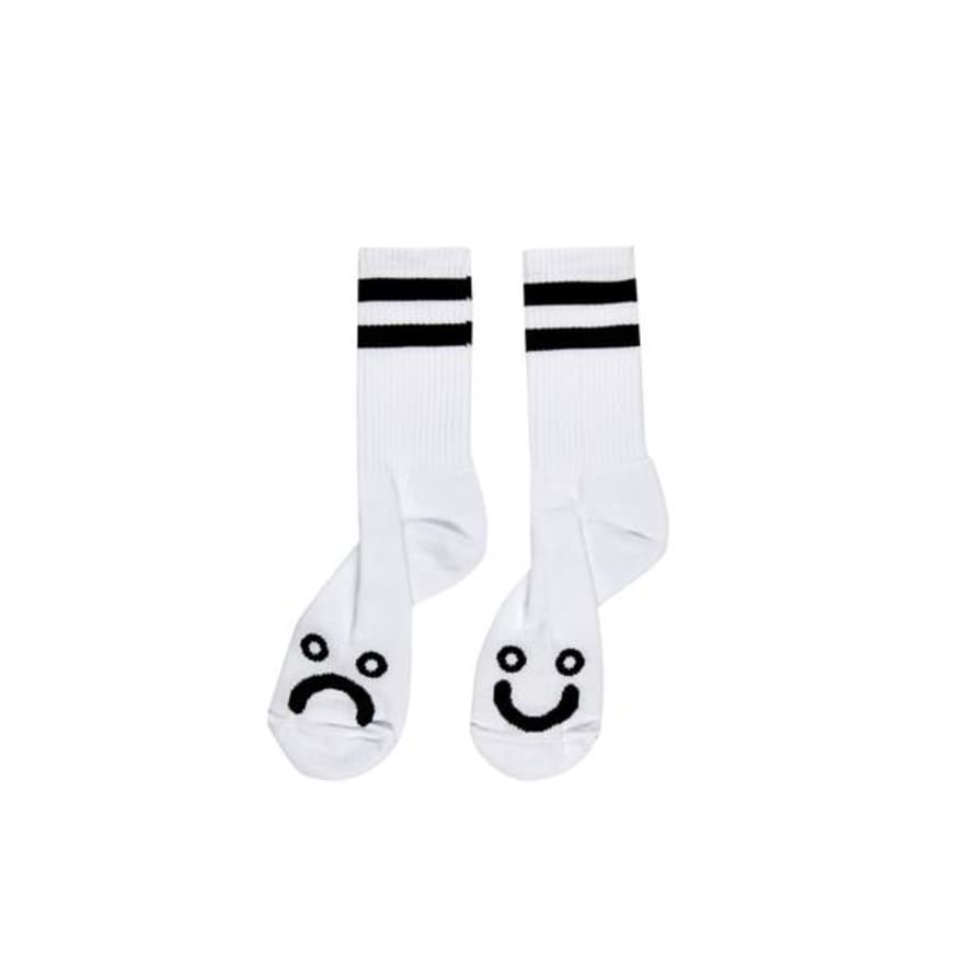 Polar Skate Co Happy Sad Socks White