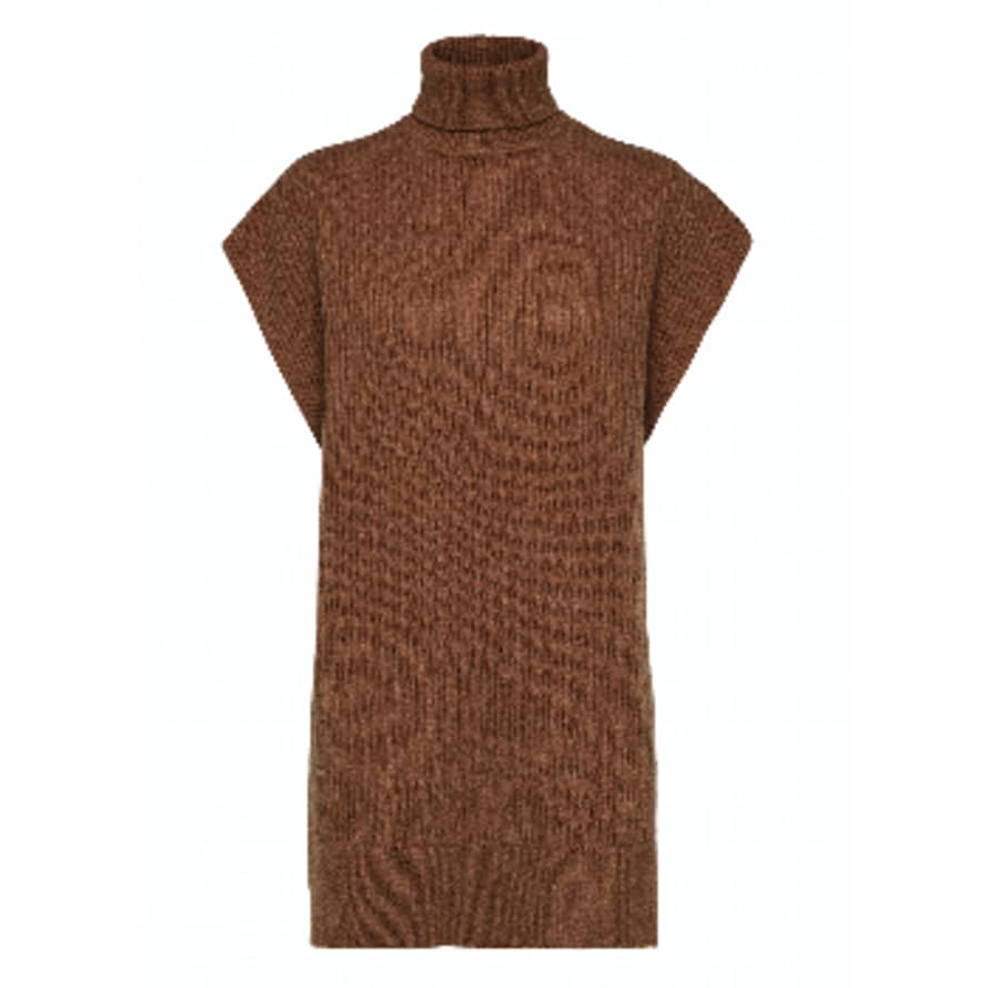 Selected Femme Sanna Tunic Rollneck Jumper - Brown/Toffee 